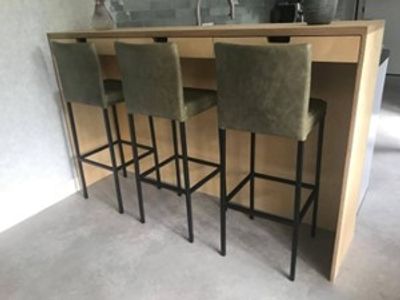 Set van 3 leren barstoelen - groen leer - Echt leer, Modern, ontdek de vele Leersoorten en Kleuren bij ShopX