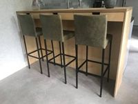 Set van 3 leren barstoelen - groen leer - Echt leer, Modern, ontdek de vele Leersoorten en Kleuren bij ShopX