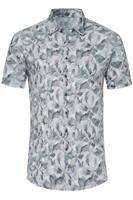 Desoto Slim Fit Jersey shirt grijs, Bloemen - thumbnail