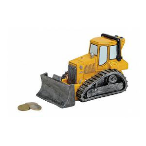 Spaarpot bulldozer - 17 cm - polystone - cadeau spaarpotten voertuigen thema