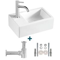 Nemo Spring Sula fonteinset 37x23.5cm zonder overloop inclusief sifon en kraan porselein wit sw10735/sw21230/sw286407/sw290278/sw293043/