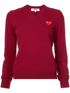 Comme Des Garçons Play v-neck heart embroidered sweater - Rouge