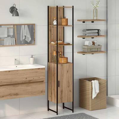 Badkamerkast artisanaal eikenkleurig 33 x 33 x 185.5 cm