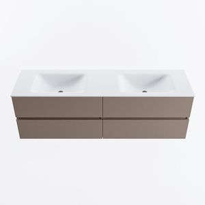 MONDIAZ VICA 160cm badmeubel onderkast Smoke 4 lades. Wastafel CLOUD dubbel 2 kraangaten, kleur Talc.