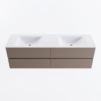 MONDIAZ VICA 160cm badmeubel onderkast Smoke 4 lades. Wastafel CLOUD dubbel 2 kraangaten, kleur Talc.