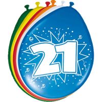8x stuks Ballonnen versiering 21 jaar 8x stuks Ballonnen versiering 21 jaar