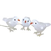 Kerstverlichting - vogeltjes - 3 stuks - LED - warm wit - op batterijen - 15 cm