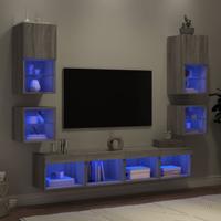 8-delige Tv-wandmeubelset met LED bewerkt hout grijs sonoma 8-delige Tv-wandmeubelset met LED bewerkt hout grijs sonoma