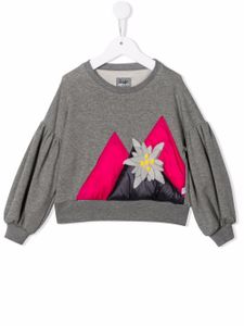 Il Gufo sweat à détails de fleurs - Gris