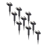 HOFTRONIC™ 9x Pinero double dimbare LED prikspot - 6000K daglicht wit - GU10 - 5 Watt - Kantelbaar - Tuinspot - Voor buiten en binnen - Zwart - 3 jaar garantie