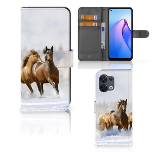 OPPO Reno8 Telefoonhoesje met Pasjes Paarden