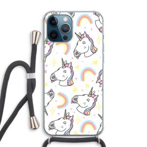 Rainbow Unicorn: iPhone 12 Pro Max Transparant Hoesje met koord
