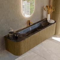 Badmeubel Mondiaz Kurve-Dlux | 170 cm cm | Meubelkleur Dusk | Wastafelkleur Lava | Solid surface | Wasbak midden spoelbak | 1 kraangat