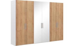 Goossens Kledingkast Easy Storage Ddk, Kledingkast 304 cm breed, 220 cm hoog, 4x draaideur en 2x spiegel draaideur midden