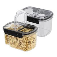 Voorraad bus - 2x - transparant - 1700 ml - 14 x 11 x 22 cm - met deksel - voorraadbus/bakjes