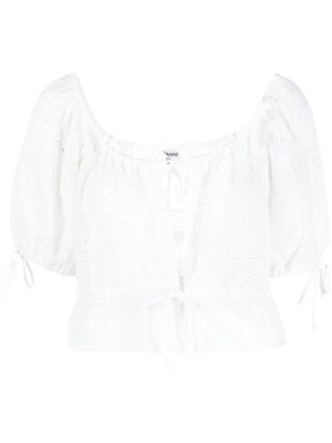GANNI haut en broderie anglaise - Blanc