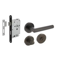 Intersteel Deurbeslag set toiletslot 63/8mm zwart met Deurkruk Bastian en WC-sluiting Antraciet grijs Intersteel Deurbeslag set toiletslot 63/8mm zwart met Deurkruk Bastian en WC-sluiting Antraciet grijs