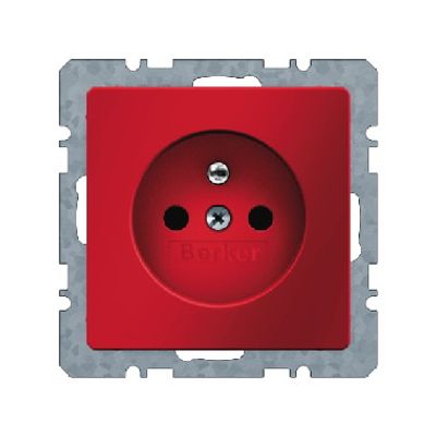 Berker Q.1 stopcontact met penaarde 2-polig enkel rood