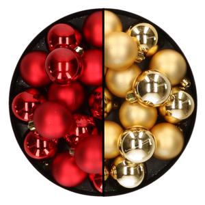 Kleine kerstballen - 32x st - goud en rood - D4 cm - plastic - kerstversiering