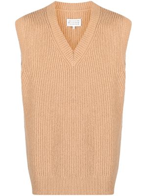 Maison Margiela débardeur en maille nervurée à col v - Marron