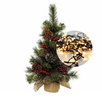 Mini kerstboom 45 cm - met decoratie en verlichting warm wit 300 cm - 40 leds