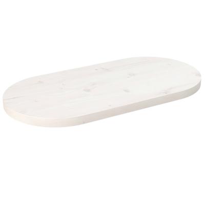 Tafelblad ovaal 70x35x2,5 cm massief grenenhout wit