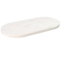 Tafelblad ovaal 70x35x2,5 cm massief grenenhout wit