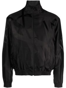 Saint Laurent veste bomber en soie à logo imprimé - Noir