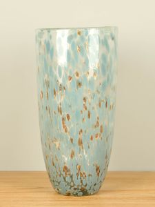 Glazen vaas grijs/groen/goud, 37 cm