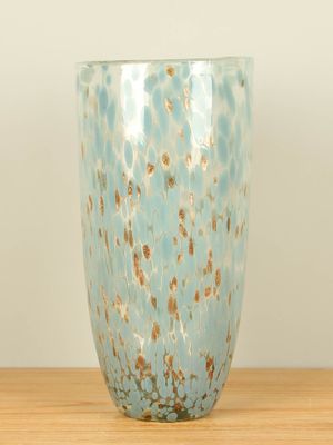 Glazen vaas grijs/groen/goud, 37 cm