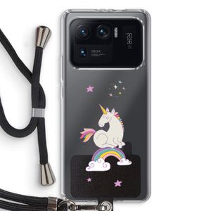 Regenboog eenhoorn: Xiaomi Mi 11 Ultra Transparant Hoesje met koord