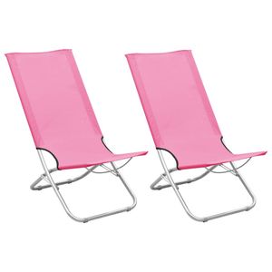 vidaXL Strandstoelen 2 st inklapbaar stof roze