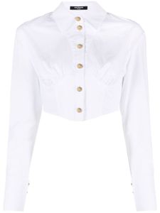 Balmain chemise crop à manches longues - Blanc