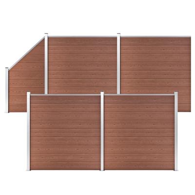 Schuttingset 4 vierkant en 1 schuin 792x186 cm HKC bruin
