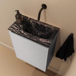 Toiletmeubel Mondiaz Ture Dlux | 40 cm | Meubelkleur Plata | Eden wastafel Lava Rechts | Zonder kraangat