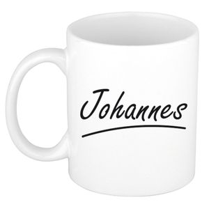 Naam cadeau mok / beker Johannes met sierlijke letters 300 ml