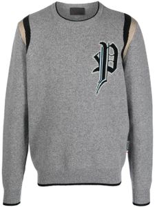 Philipp Plein sweat à logo en intarsia - Gris