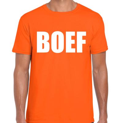 Verkleed T-shirt voor heren - BOEF - oranje - carnaval / foute party