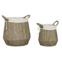Wasmand Home ESPRIT Wit Natuurlijk Zeealgen 43 x 43 x 48 cm (2 Stuks)