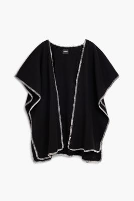 Poncho met sjaal - BLACK - U