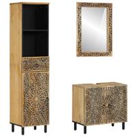 3-delige Badkamermeubelset massief mangohout