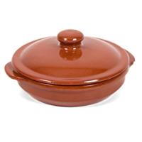 Ovenschaal/stoofpot - Oviedo - aardewerk - 18 x 9 cm - met deksel - bruin
