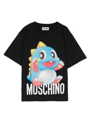 Moschino Kids t-shirt en coton à logo imprimé - Noir