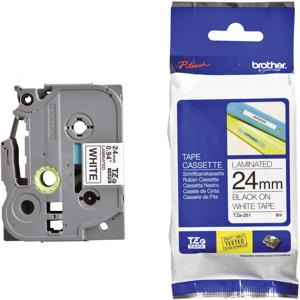 Labeltape Brother TZe, TZ TZe-251 Kunststof Tapekleur: Wit Tekstkleur:Zwart 24 mm 8 m
