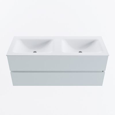 MONDIAZ VICA 120cm badmeubel onderkast Clay 2 lades. Wastafel CLOUD dubbel 2 kraangaten, kleur Talc.