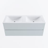 MONDIAZ VICA 120cm badmeubel onderkast Clay 2 lades. Wastafel CLOUD dubbel 2 kraangaten, kleur Talc.