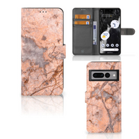 Google Pixel 7 Pro Bookcase Marmer Oranje - thumbnail