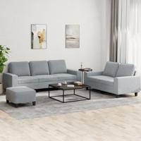 3-delige Loungeset stof lichtgrijs