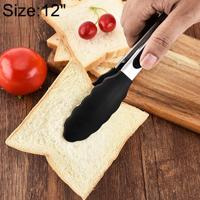 12 inch siliconen non-slip voedsel brood barbecue BBQ clip Tang keuken gereedschap (zwart)