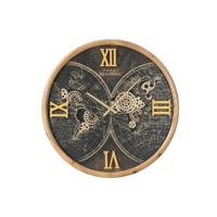 Muurklok Home ESPRIT Zwart Gouden Kristal Ijzer Vintage 62 x 8,5 x 62 cm